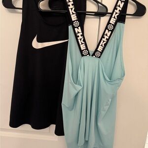 Nike Black and Aqua Tank Tops Set